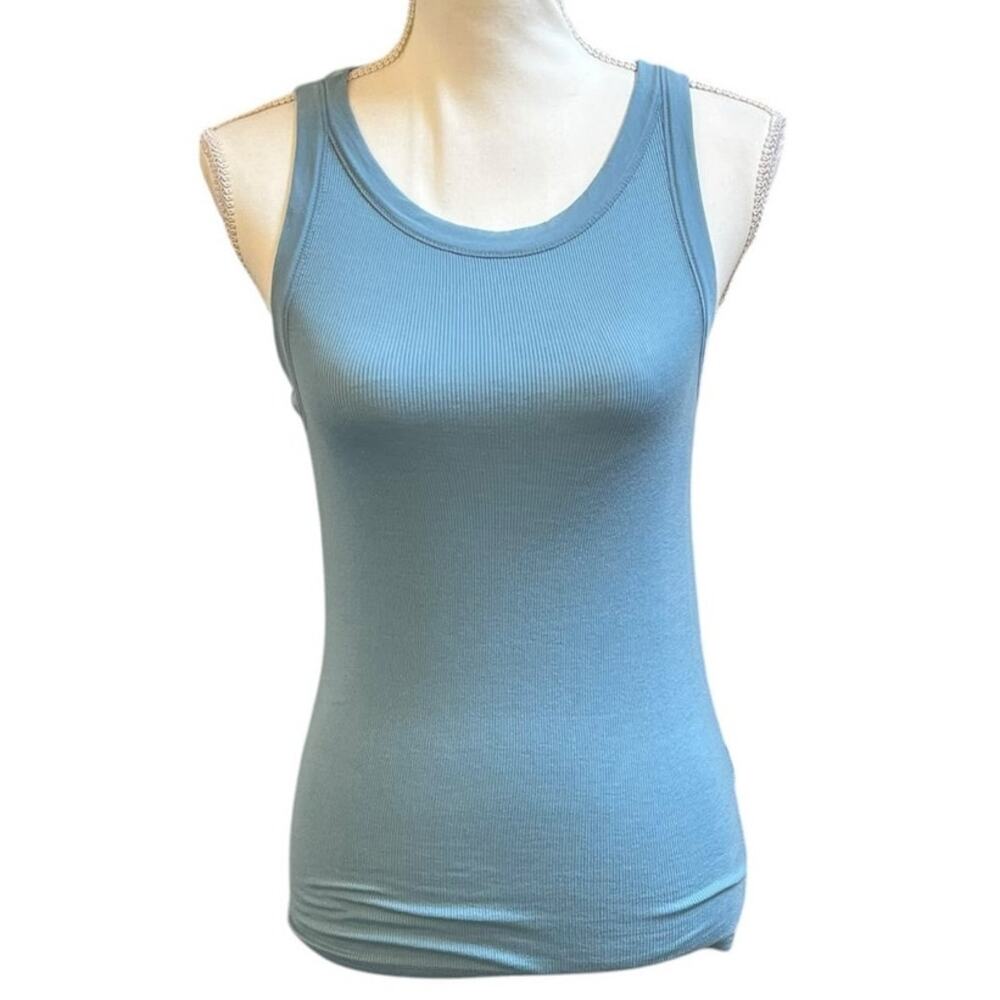 AllSaints Light Blue Ribbed Tank Top Cami Womens Size 6 Stretch Summer Basic